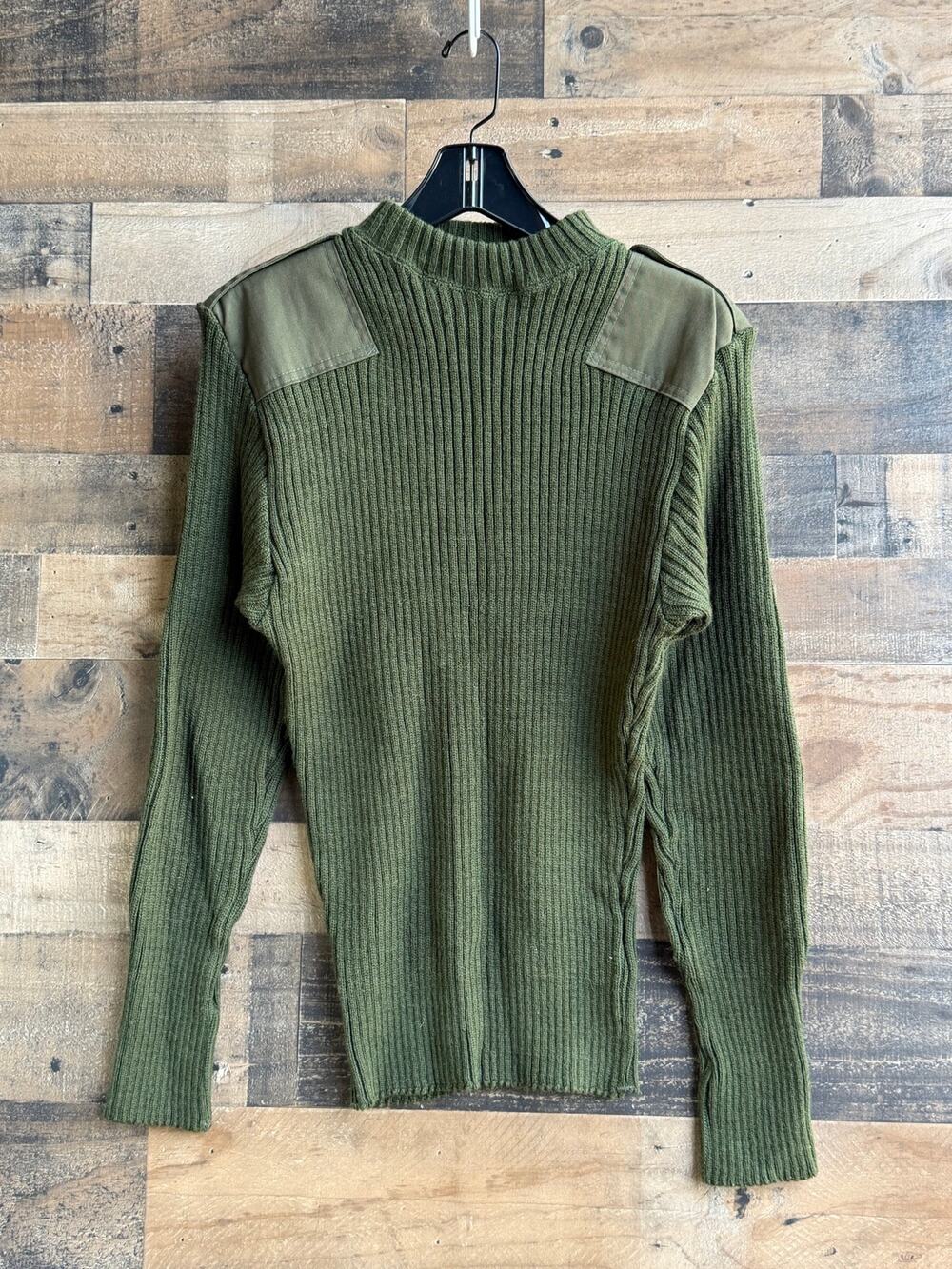Vintage US Military DLA Valor Collection Olive Drab Ribbed Commando Sweater-S 40